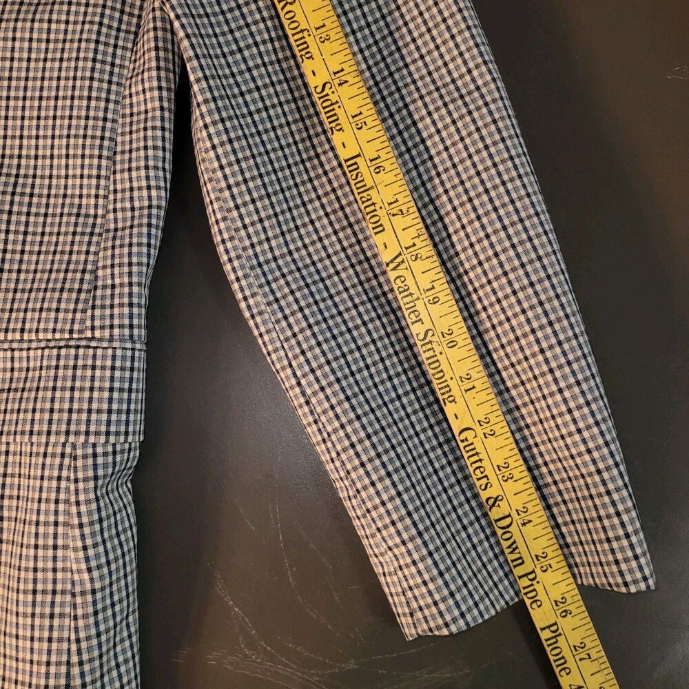 Tommy Hilfiger Blazer Mens 46L White Blue Gray Tattersall Check Plaid Jacket - Picture 6 of 11